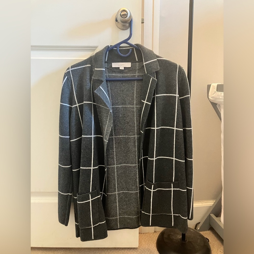 LOFT Charcoal Blazer Style Sweater
